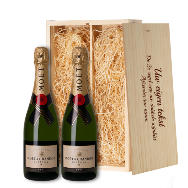 2 flessen Moët & Chandon Brut Imperial Champagne met kist