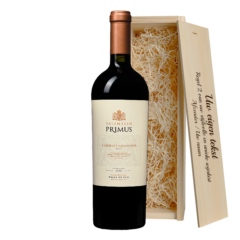 Salentein PRIMUS Cabernet Sauvignon met bedrukte wijnkist als kado sturen